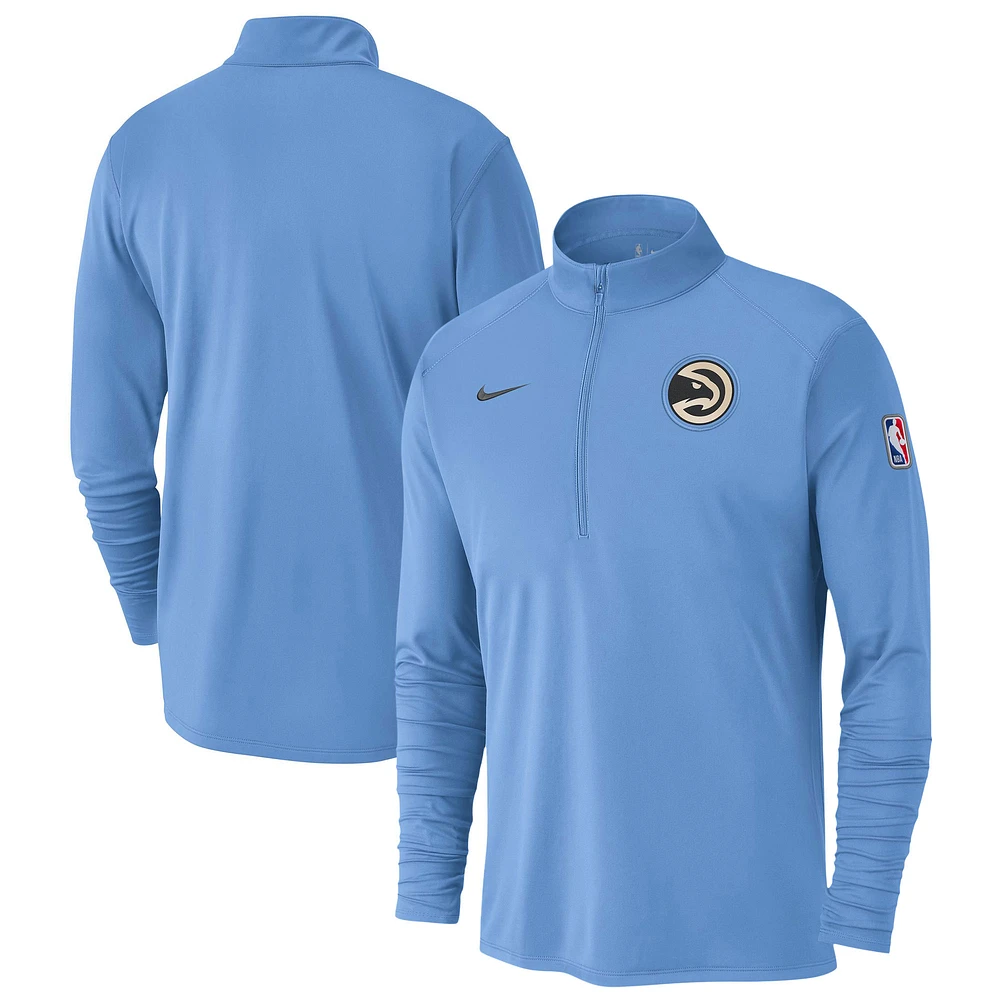 Haut Nike bleu clair Atlanta Hawks 2024/25 City Edition Authentic Coaches Performance à demi-zip pour homme