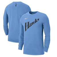 T-shirt à manches longues Nike Atlanta Hawks City Edition Essential Logo bleu pour homme 2024/25