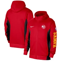 Sweat à capuche entièrement zippé Nike rouge Atlanta Hawks 2023/24 Authentic Showtime pour homme