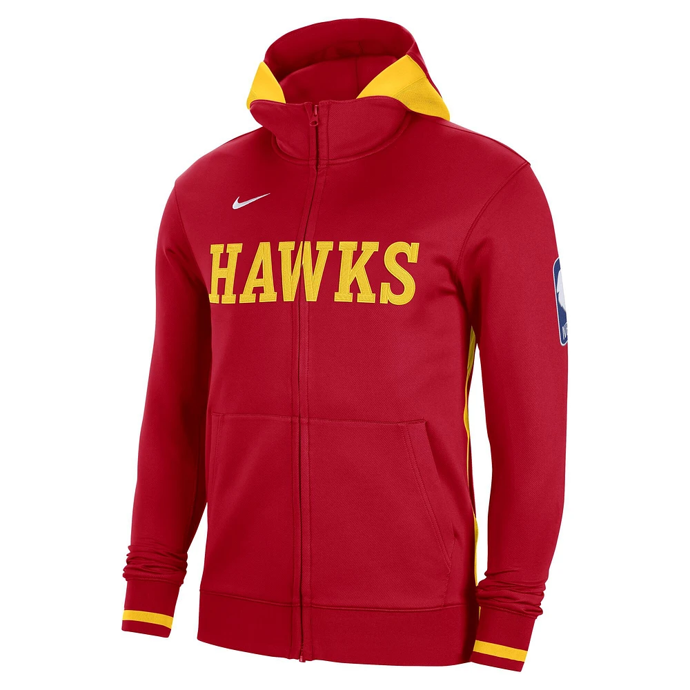 Men's Nike Red Atlanta Hawks Authentic Showtime Performance Full-Zip Hoodie