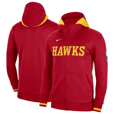 Men's Nike Red Atlanta Hawks Authentic Showtime Performance Full-Zip Hoodie