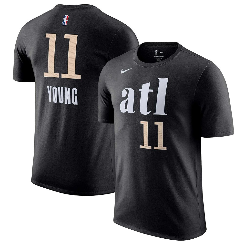 T-shirt avec nom et numéro Nike Trae Young pour homme, noir, Atlanta Hawks 2023/24 City Edition