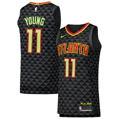 Maillot de joueur authentique Nike Trae Young des Atlanta Hawks noir pour homme - Édition Icon