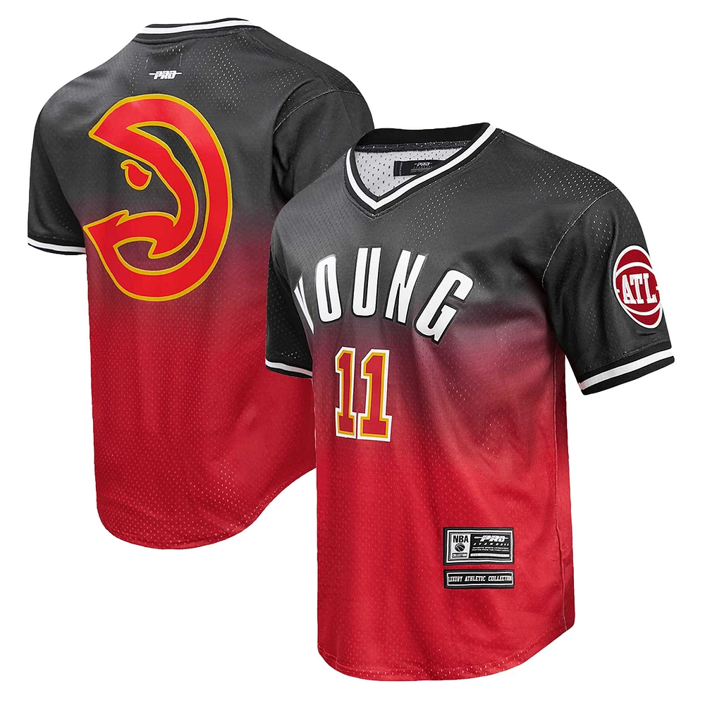 T-shirt avec nom et numéro ombré Atlanta Hawks Post Trae Young noir/rouge pour homme