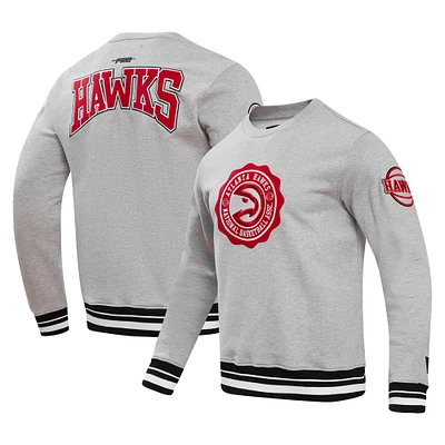 Sweat-shirt Pro Standard pour hommes, gris chiné, emblème des Hawks d'Atlanta, avec écusson