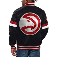 Men's Starter Black Atlanta Hawks Home Game Satin Full-Snap Varsity Jacket