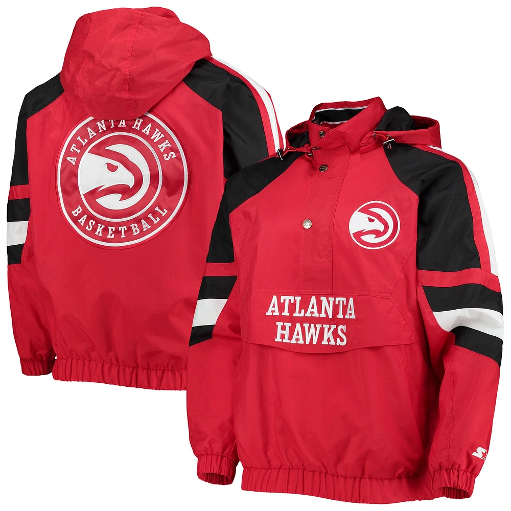 Men's Starter Red/Black Atlanta Hawks The Pro II Half-Zip Jacket