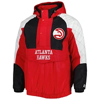 Men's Starter Red Atlanta Hawks Body Check Raglan Hoodie Half-Zip Jacket