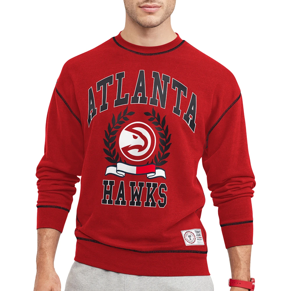 Men's Tommy Jeans Red Atlanta Hawks Peter French Terry Pullover Sweatshirt