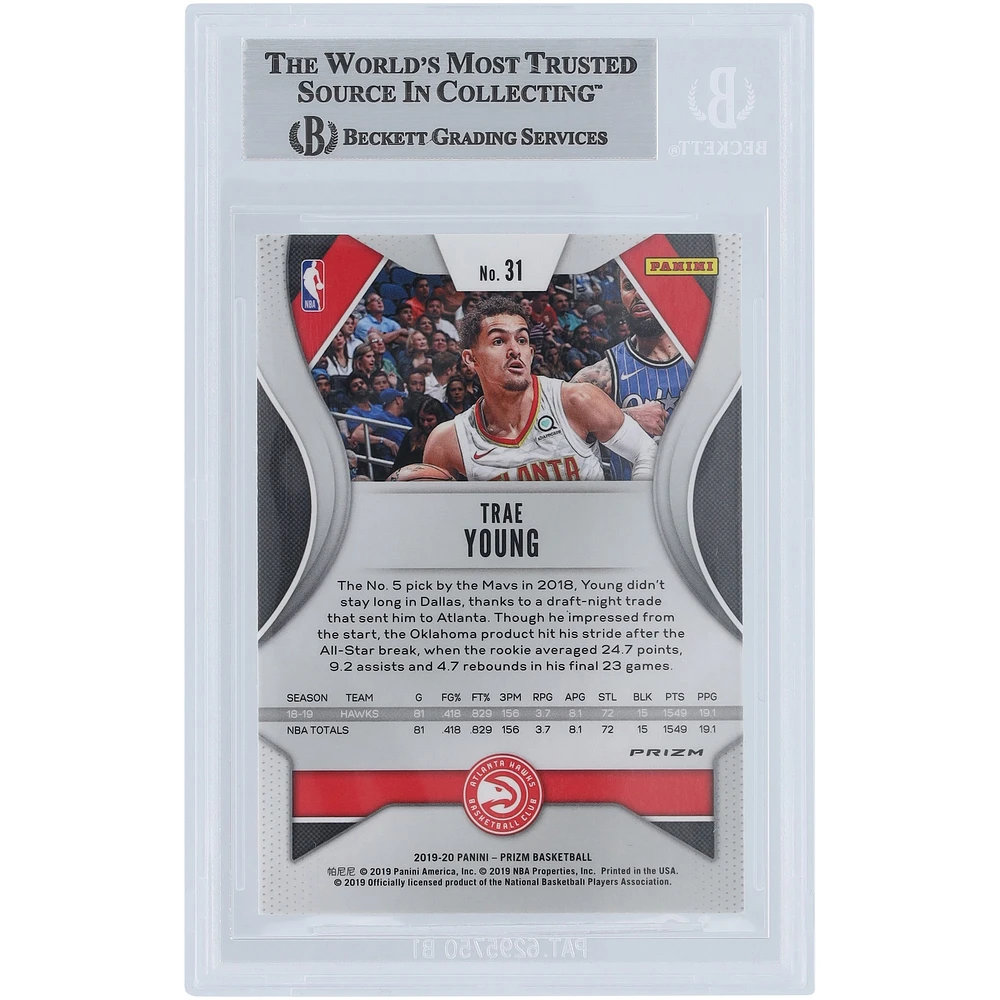 Trae Young Atlanta Hawks Autographed 2019-20 Panini Prizm Silver Prizm #31 Beckett Fanatics Witnessed Authenticated Card