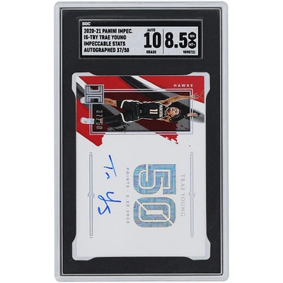Trey Young Atlanta Hawks Autographed 2020-21 Panini Impeccable Impeccable Stats Autograph #IS-TRY #37/50 SGC Authenticated 8.5/10 Card