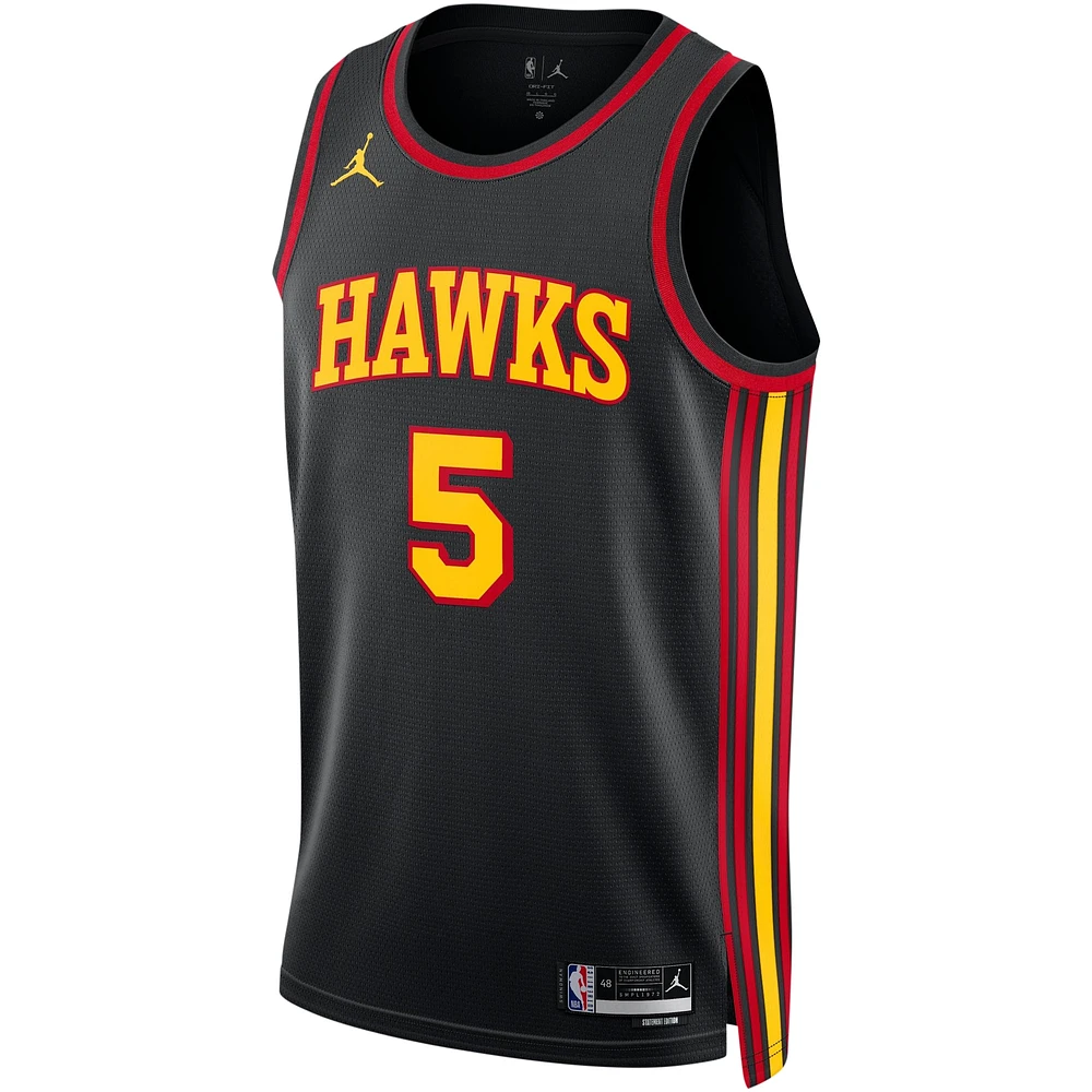 Unisexe Jordan Brand Dejounte Murray Noir 2022/23 Maillot Atlanta Hawks Swingman - Statement Edition