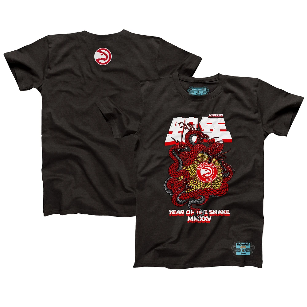 T-shirt unisexe NBALab x Hyperfly Heather Black Atlanta Hawks Collection Année du serpent Nouvel An lunaire