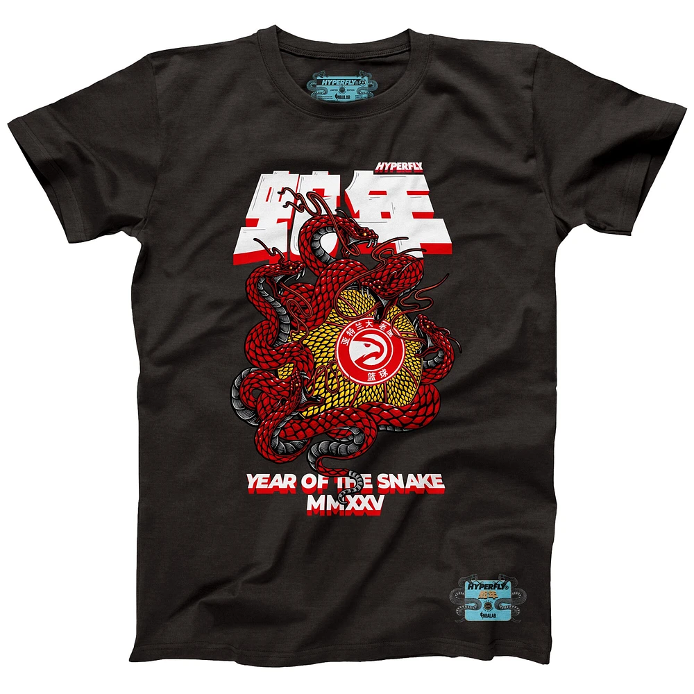 T-shirt unisexe NBALab x Hyperfly Heather Black Atlanta Hawks Collection Année du serpent Nouvel An lunaire