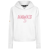 Women's Levelwear  White Atlanta Hawks Mother's Day Sweet Floral Cropped Tri-Blend Pullover Hoodie