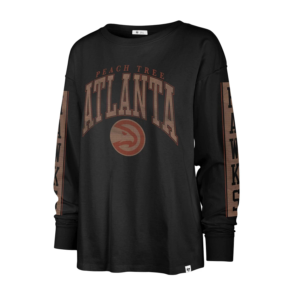 T-shirt à manches longues '47 noir Atlanta Hawks City Edition SOA pour femme