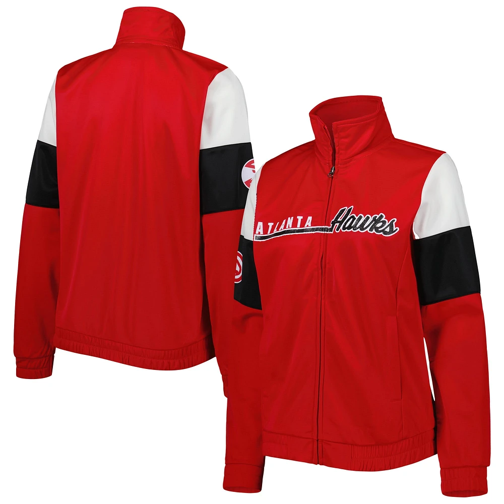 Veste de survêtement à glissière pleine longueur G-III 4Her by Carl Banks pour femme des Atlanta Hawks, rouge