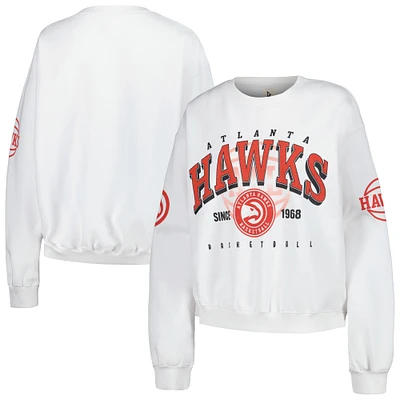 Women's Heather Gray Atlanta Hawks Oversized Pullover Sweatshirt