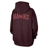 Women's Jordan Brand  Burgundy Atlanta Hawks Courtside Statement Edition Oversize Pullover Hoodie