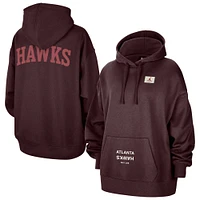 Women's Jordan Brand  Burgundy Atlanta Hawks Courtside Statement Edition Oversize Pullover Hoodie