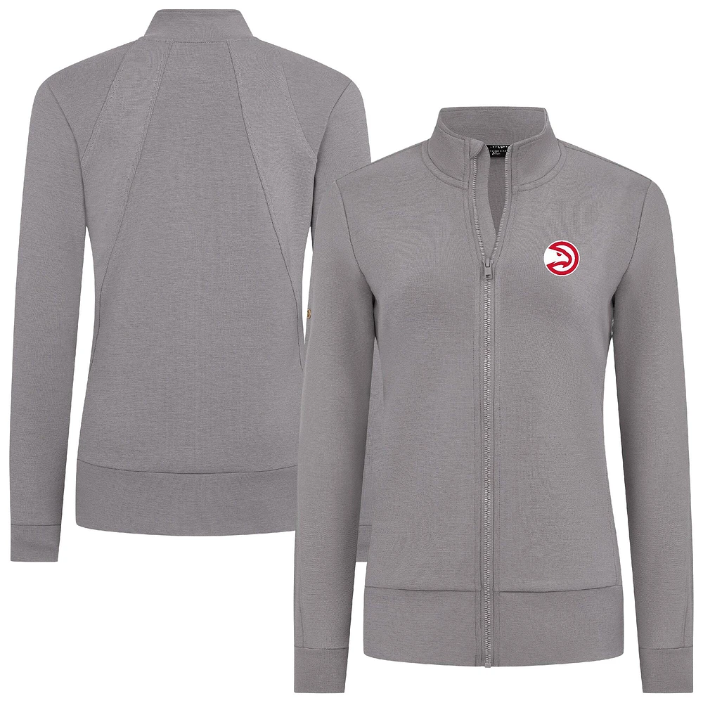Veste zippée intégrale grise Atlanta Hawks Shine pour femme Levelwear