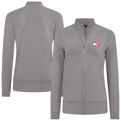 Veste zippée intégrale grise Atlanta Hawks Shine pour femme Levelwear