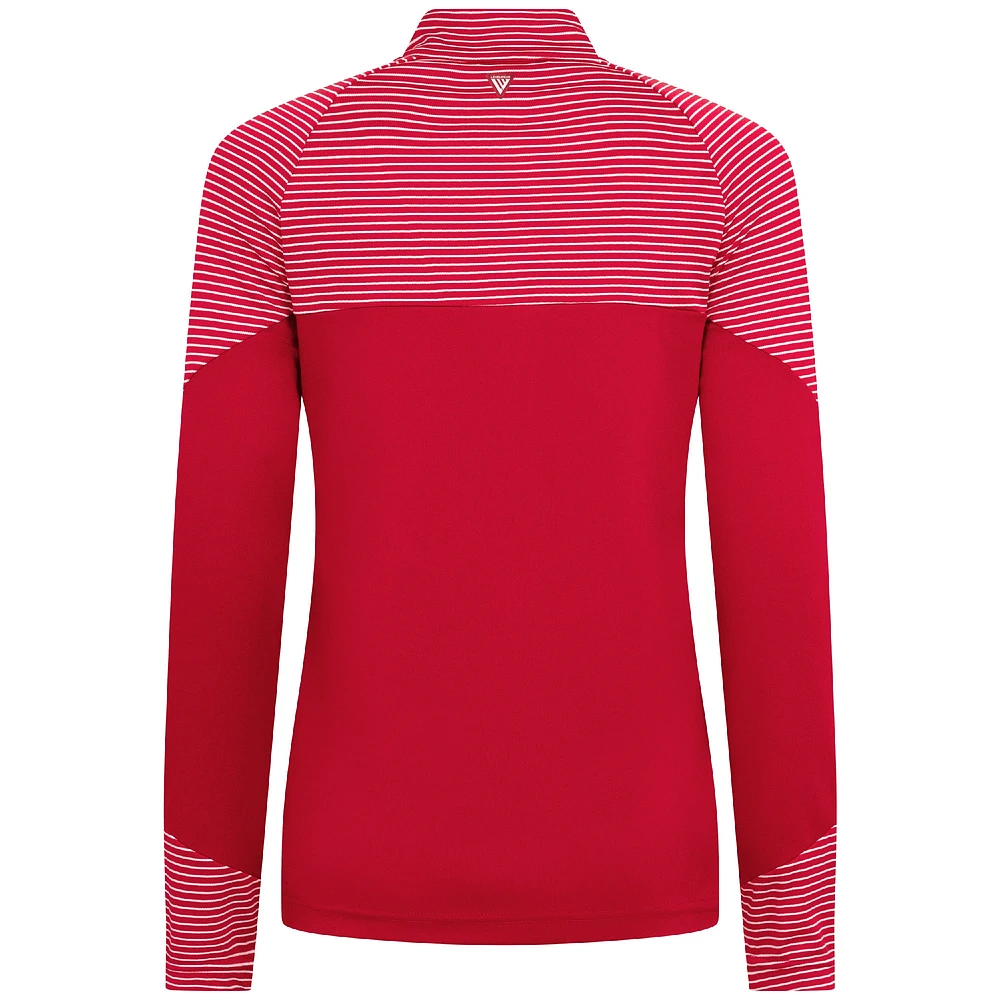 Women's Levelwear Red Atlanta Hawks Classic Stripes Quarter-Zip Top