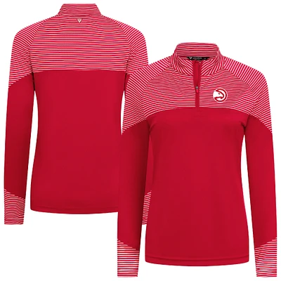 Women's Levelwear Red Atlanta Hawks Classic Stripes Quarter-Zip Top
