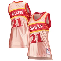 Maillot Femme Mitchell & Ness Dominique Wilkins Rose Atlanta Hawks 75e Anniversaire Or 1986 Swingman