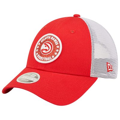 Women's New Era Red/White Atlanta Hawks Glitter Patch 9FORTY Snapback Hat