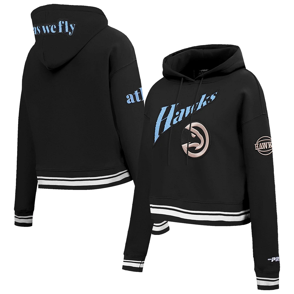 Women's Pro Standard Black Atlanta Hawks 2024/25 City Edition Cropped Pullover Hoodie