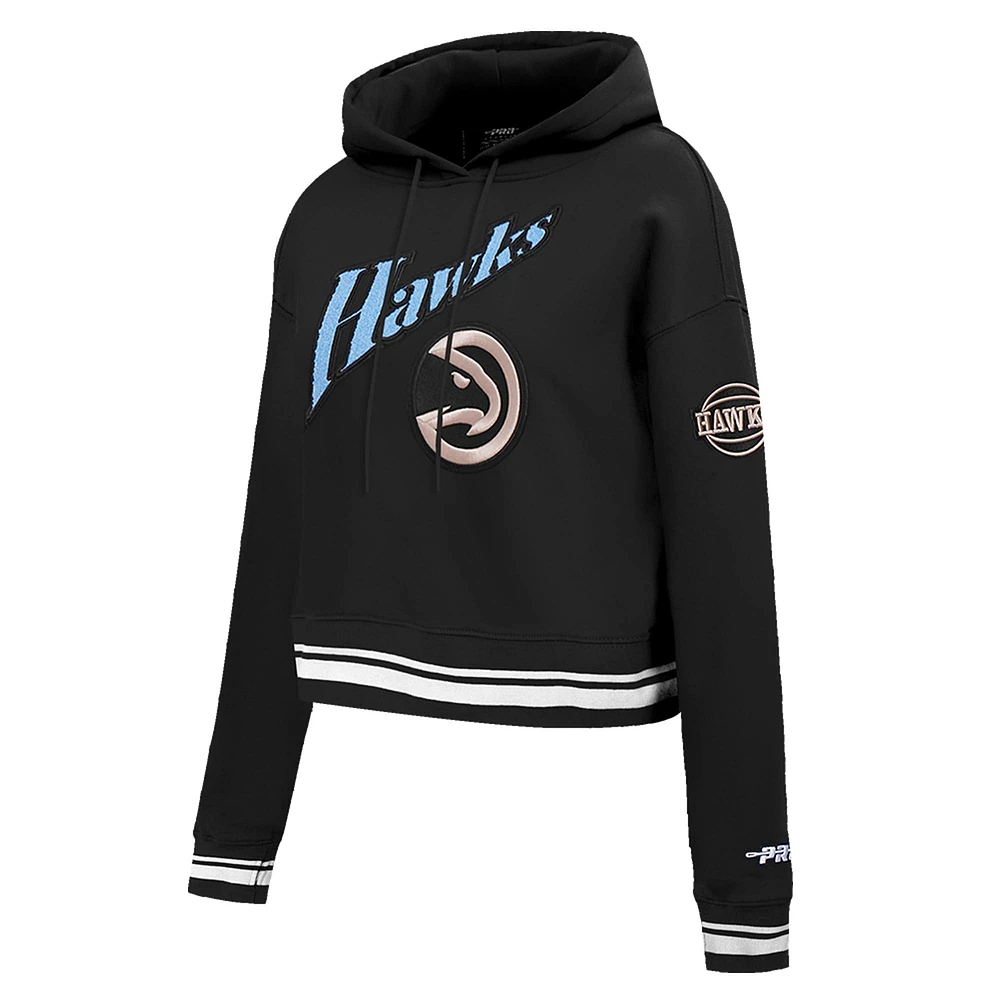 Women's Pro Standard Black Atlanta Hawks 2024/25 City Edition Cropped Pullover Hoodie