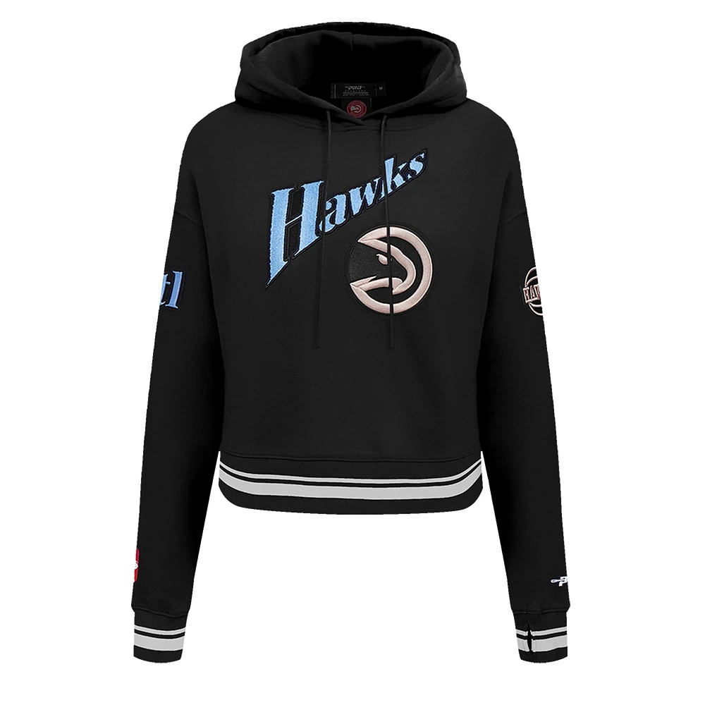 Women's Pro Standard Black Atlanta Hawks 2024/25 City Edition Cropped Pullover Hoodie