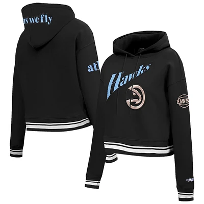Women's Pro Standard Black Atlanta Hawks 2024/25 City Edition Cropped Pullover Hoodie