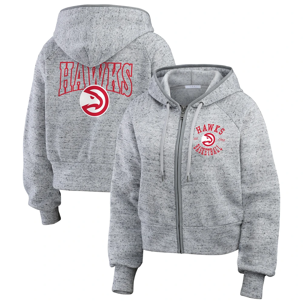 Sweat à capuche entièrement zippé Speckled Radiator des Atlanta Hawks de couleur gris chiné pour femme WEAR by Erin Andrews