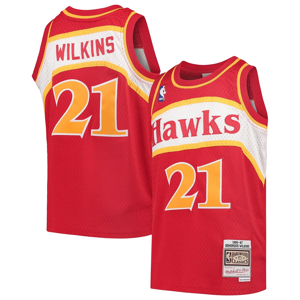 Maillot Mitchell & Ness Dominique Wilkins Atlanta Hawks rouge 1986/87 Hardwood Classics Swingman Throwback Jersey