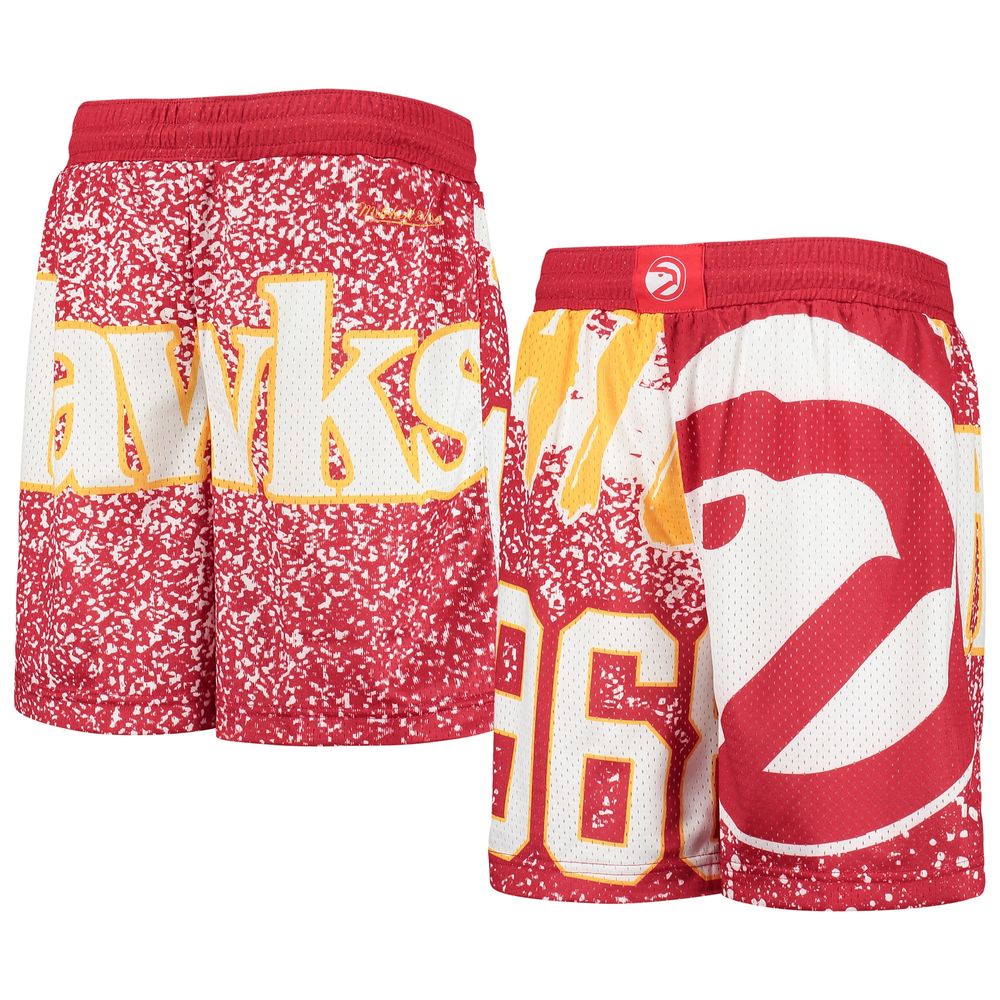 Youth Mitchell & Ness Red Atlanta Hawks Hardwood Classics Jumbotron Shorts