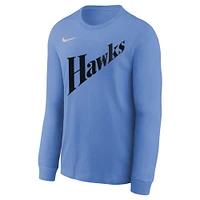 T-shirt à manches longues Nike bleu clair Atlanta Hawks City Edition 2024/25 pour jeune