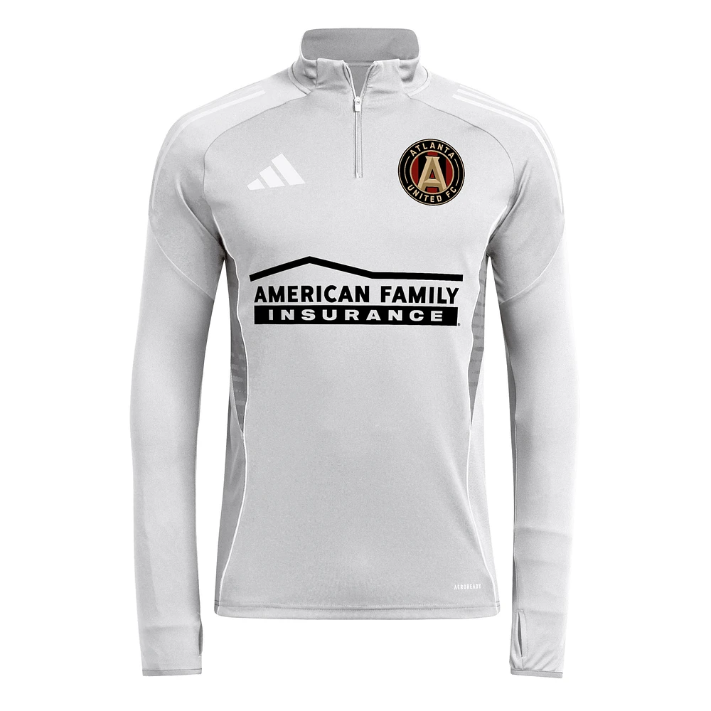 Men's adidas  Silver Atlanta United FC 2025 AEROREADY Quarter-Zip Long Sleeve Training Top