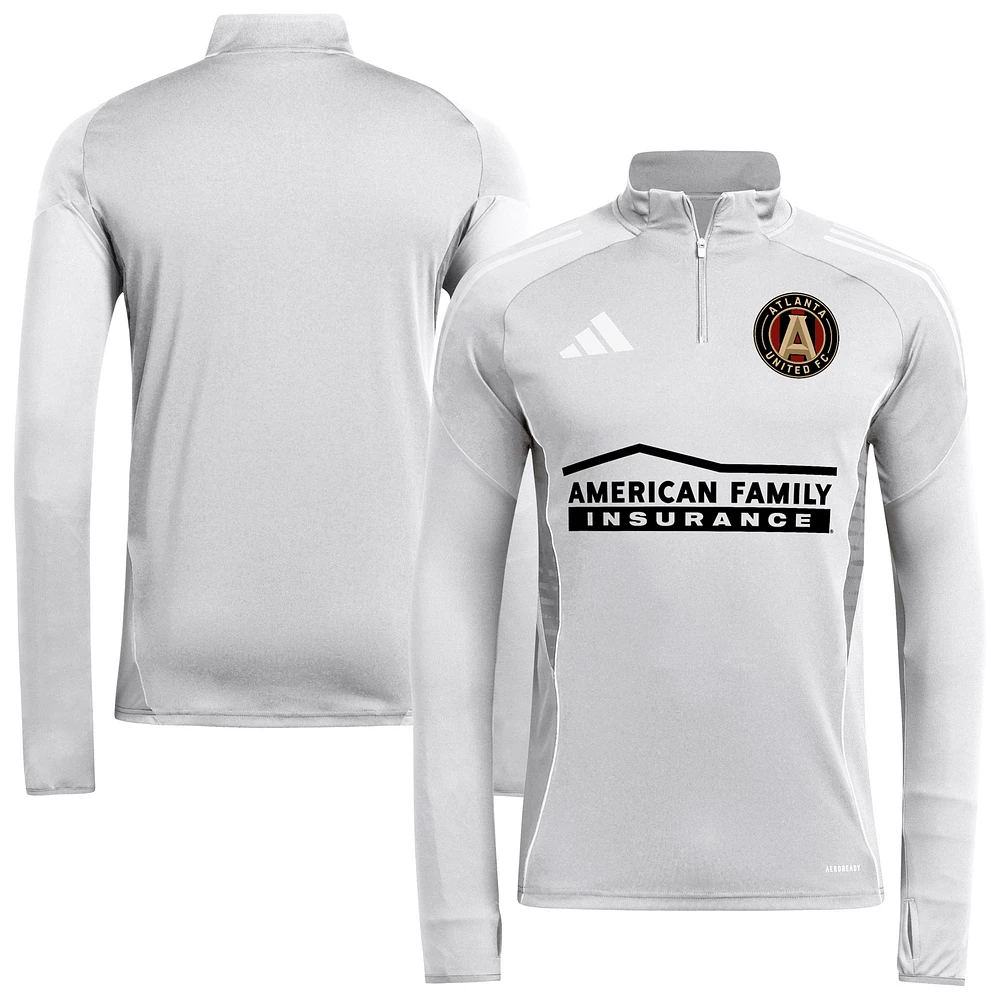 Men's adidas  Silver Atlanta United FC 2025 Quarter-Zip Long Sleeve Training Top