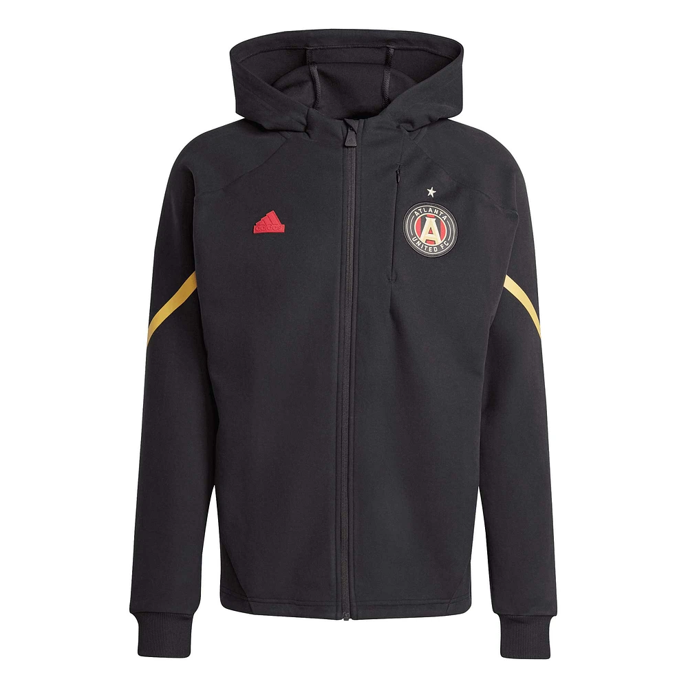 Veste adidas noire Atlanta United FC 2024 Anthem Travel à manches raglan et fermeture éclair pour homme