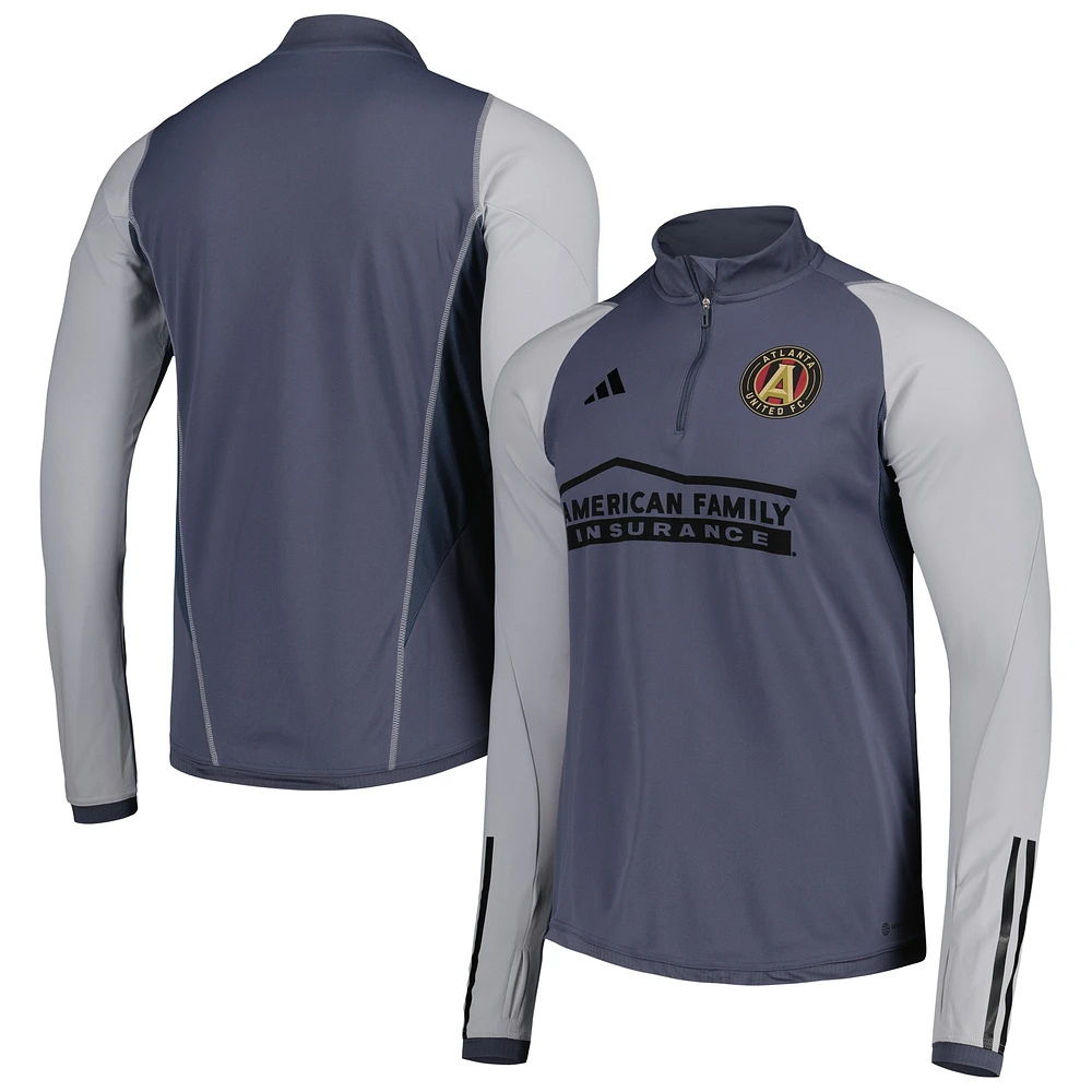 Men's adidas Gray Atlanta United FC 2023 On-Field AEROREADY Quarter-Zip Training Top