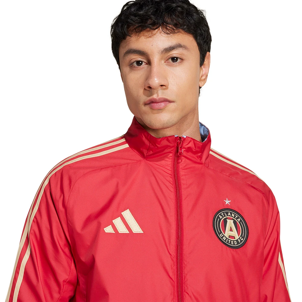 Men's adidas Red/Light Blue Atlanta United FC 2025 Anthem Reversible Full-Zip Jacket