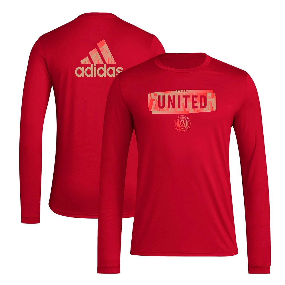 Men's adidas Red Atlanta United FC Local Pop AEROREADY Long Sleeve T-Shirt