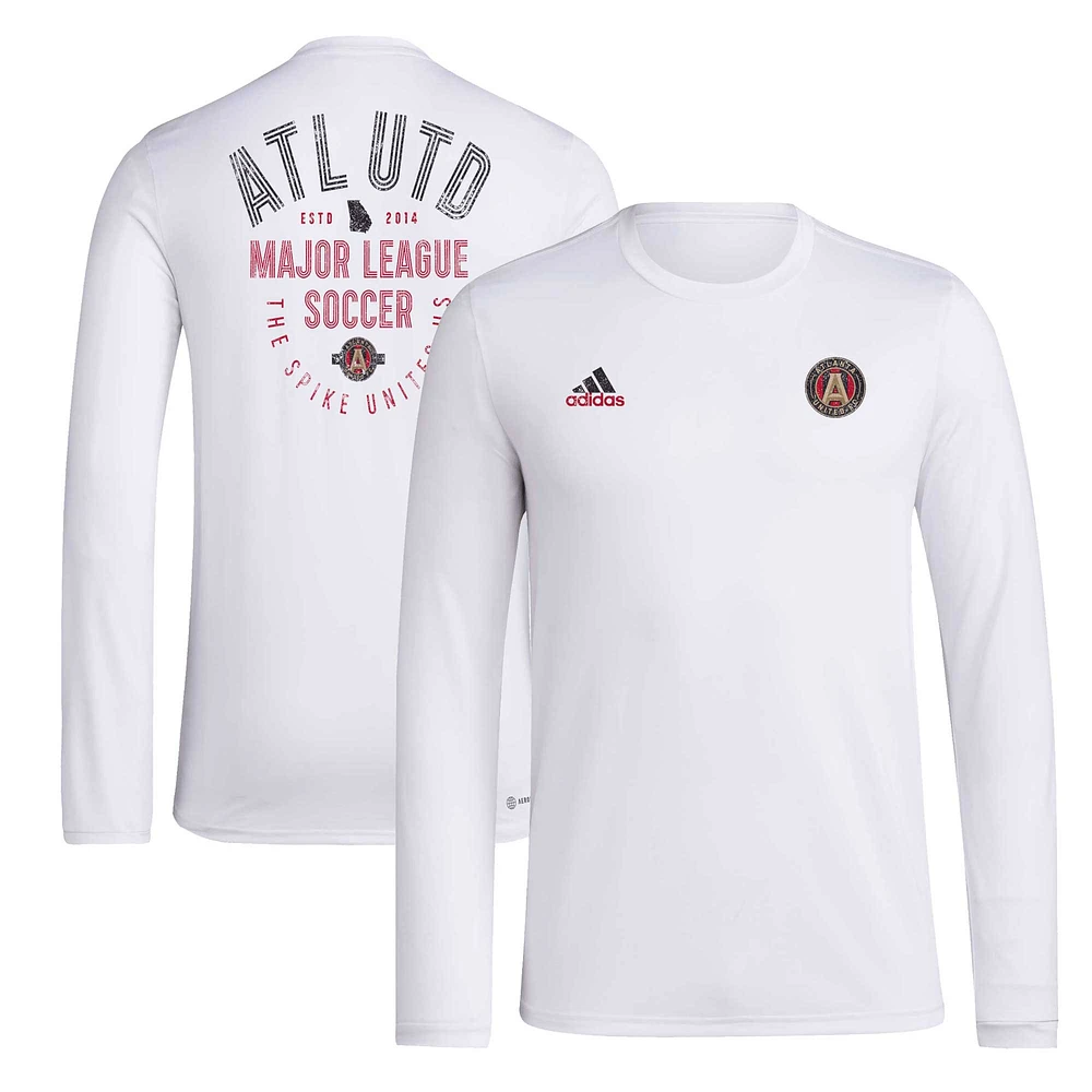 T-shirt adidas Atlanta United FC Local Stoic à manches longues pour hommes, blanc