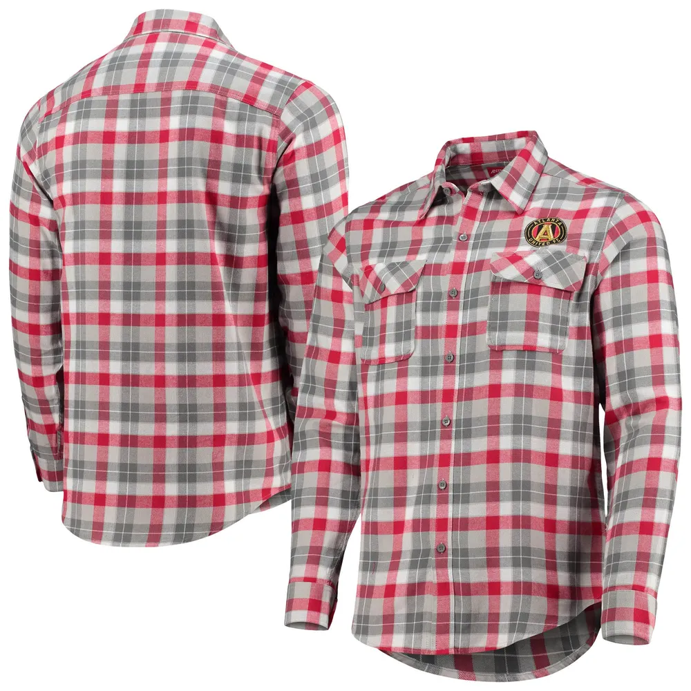 Men's Antigua Navy/Gray Chicago Bears Ease Flannel Long Sleeve Button-Up  Shirt