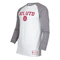 T-shirt à manches longues raglan Concepts Sport Atlanta United FC Concord Henley pour homme, blanc/anthracite