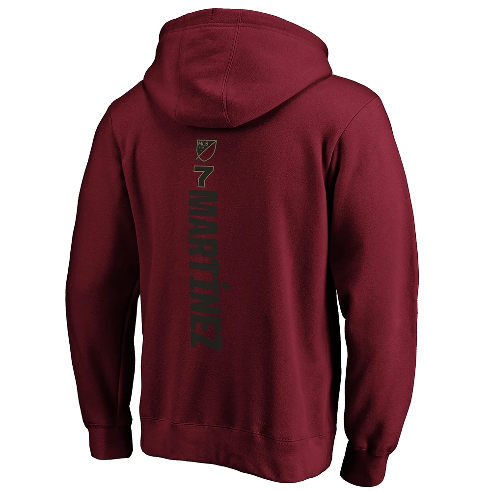 Men's Fanatics Josef Martinez Red Atlanta United FC Playmaker Name and Number Fitted Pullover Hoodie