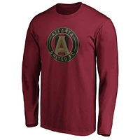 T-shirt à manches longues pour hommes Fanatics Josef Martinez, rouge, Atlanta United FC, nom et numéro du meneur de jeu