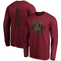 T-shirt à manches longues pour hommes Fanatics Josef Martinez, rouge, Atlanta United FC, nom et numéro du meneur de jeu